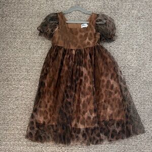 Lola + The Boys  Leopard Print Dress with Puff Sleeves